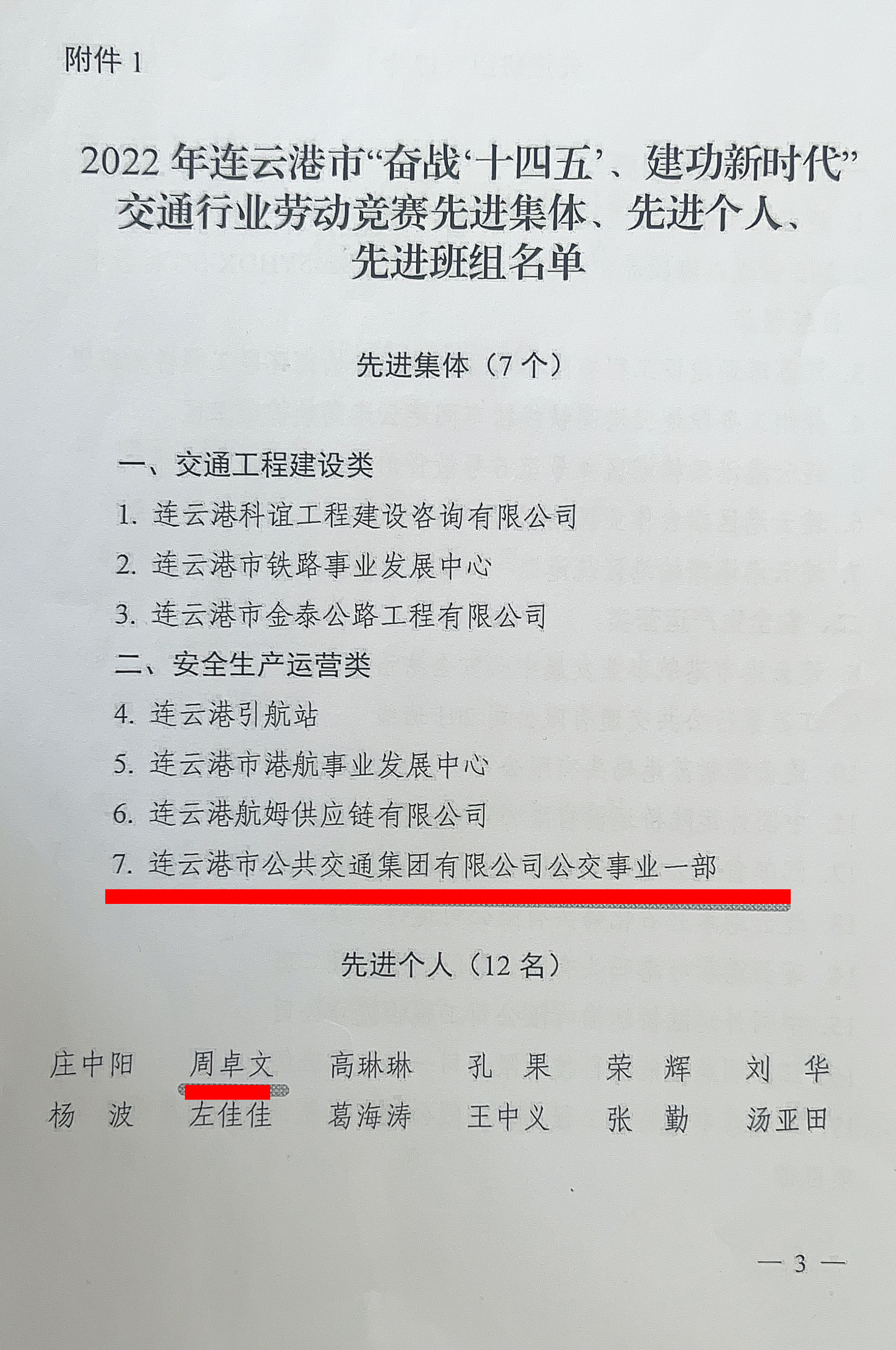 公交集團公交事業一部喜獲“奮戰‘十四五’、建功新時代”勞動競賽先進集體、先進個人